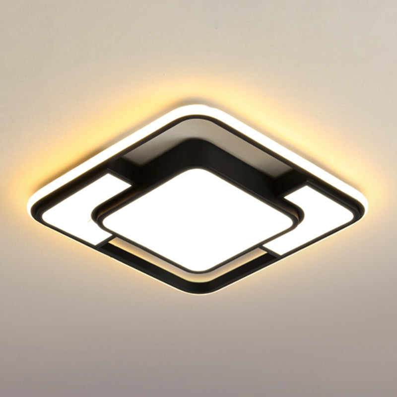 Contemporary Aluminum Lampshade Finish Flush Mount Lighting Led Square Ceiling Lights