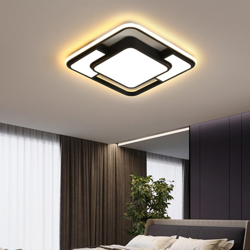 Contemporary Aluminum Lampshade Finish Flush Mount Lighting Led Square Ceiling Lights