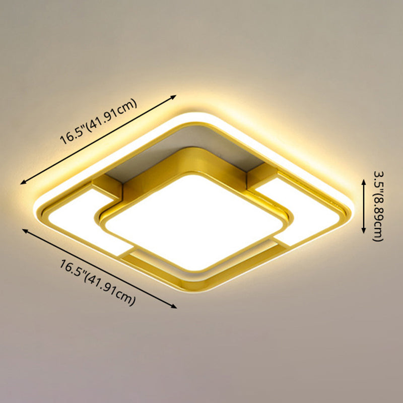 Contemporary Aluminum Lampshade Finish Flush Mount Lighting Led Square Ceiling Lights