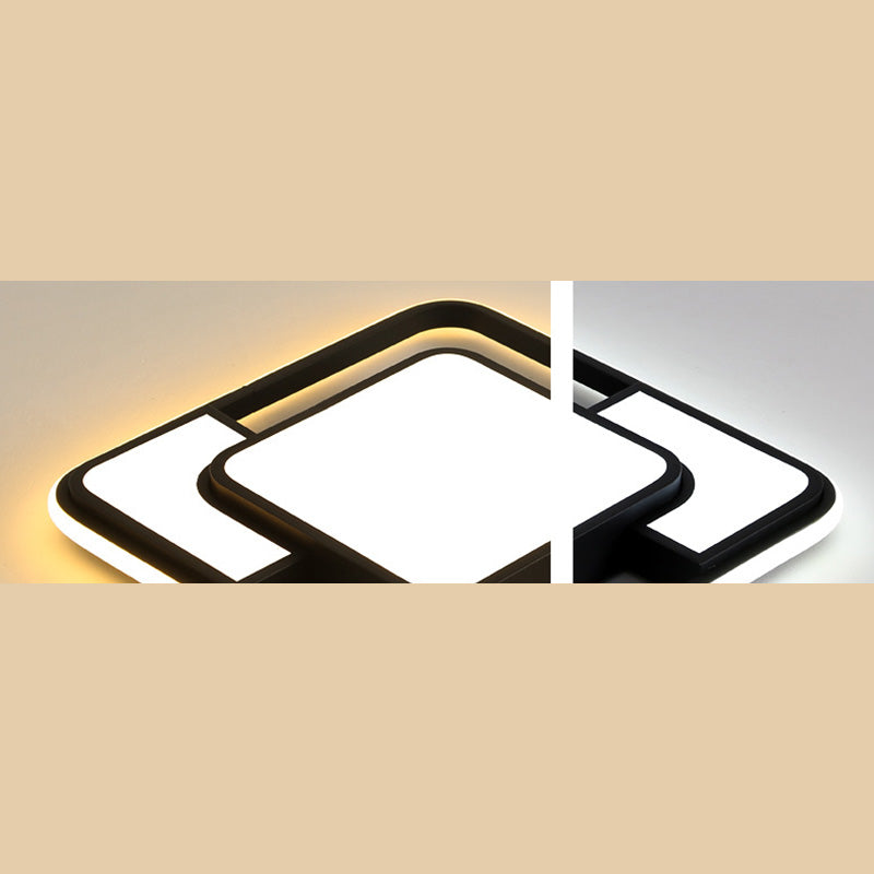 Contemporary Aluminum Lampshade Finish Flush Mount Lighting Led Square Ceiling Lights