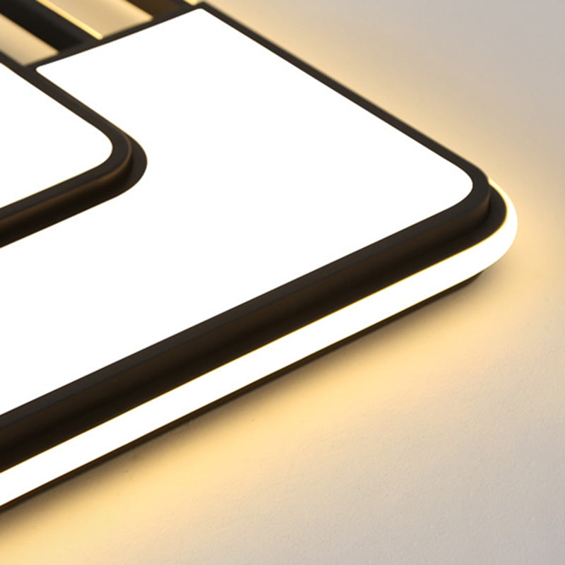 Contemporary Aluminum Lampshade Finish Flush Mount Lighting Led Square Ceiling Lights