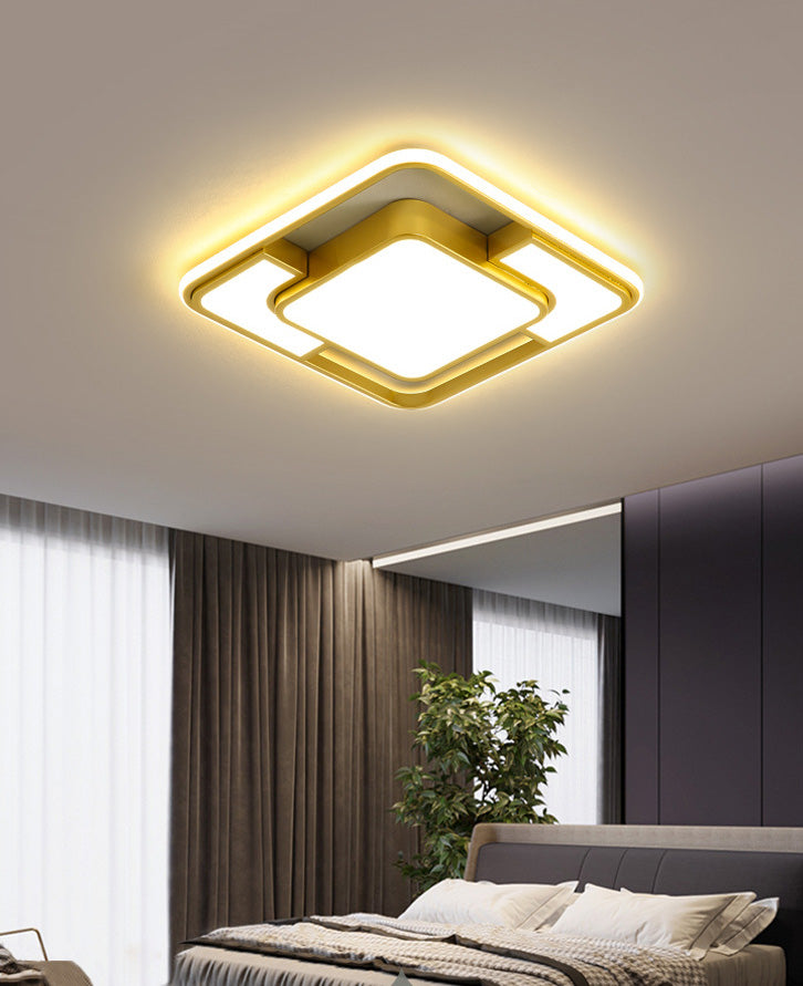 Contemporary Aluminum Lampshade Finish Flush Mount Lighting Led Square Ceiling Lights