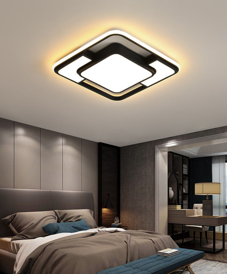 Contemporary Aluminum Lampshade Finish Flush Mount Lighting Led Square Ceiling Lights