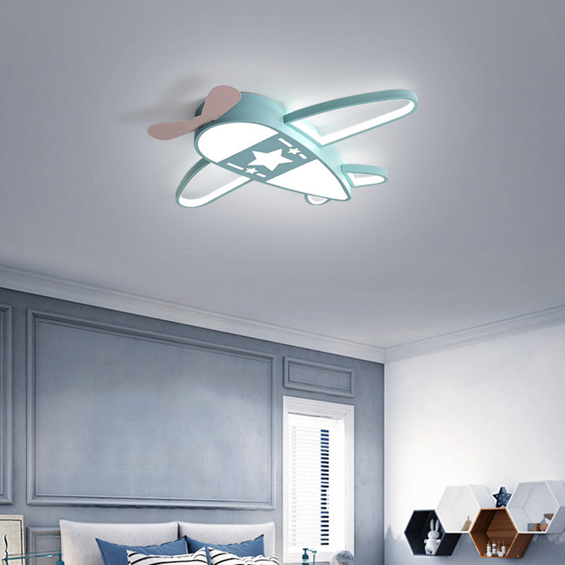 Propeller Plane Child Room LED Flush Mounted Lamp Acrylic Kids Surface Ceiling Light