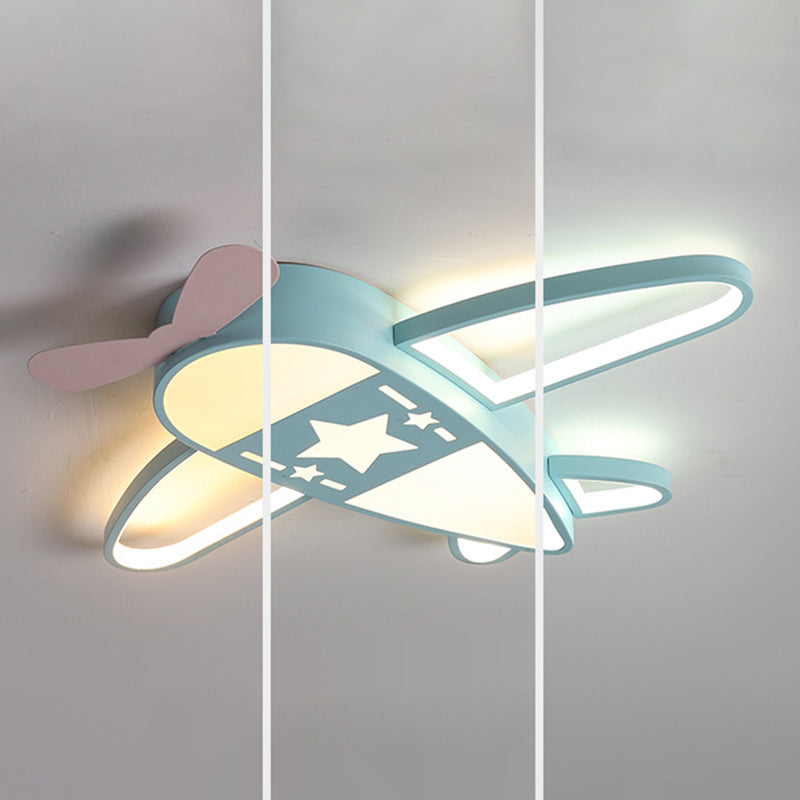 Propeller Plane Child Room LED Flush Mounted Lamp Acrylic Kids Surface Ceiling Light