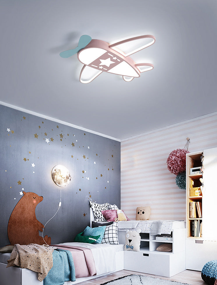 Propeller Plane Child Room LED Flush Mounted Lamp Acrylic Kids Surface Ceiling Light