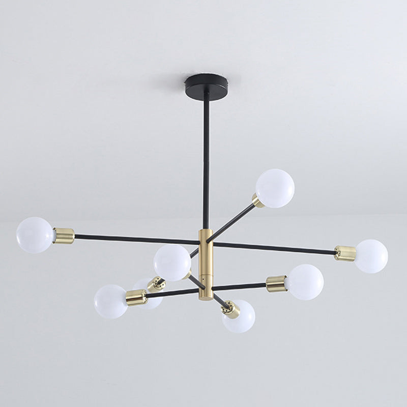 Lumo lampadario a più luce esposta industriale a sospensione in metallo nero e oro