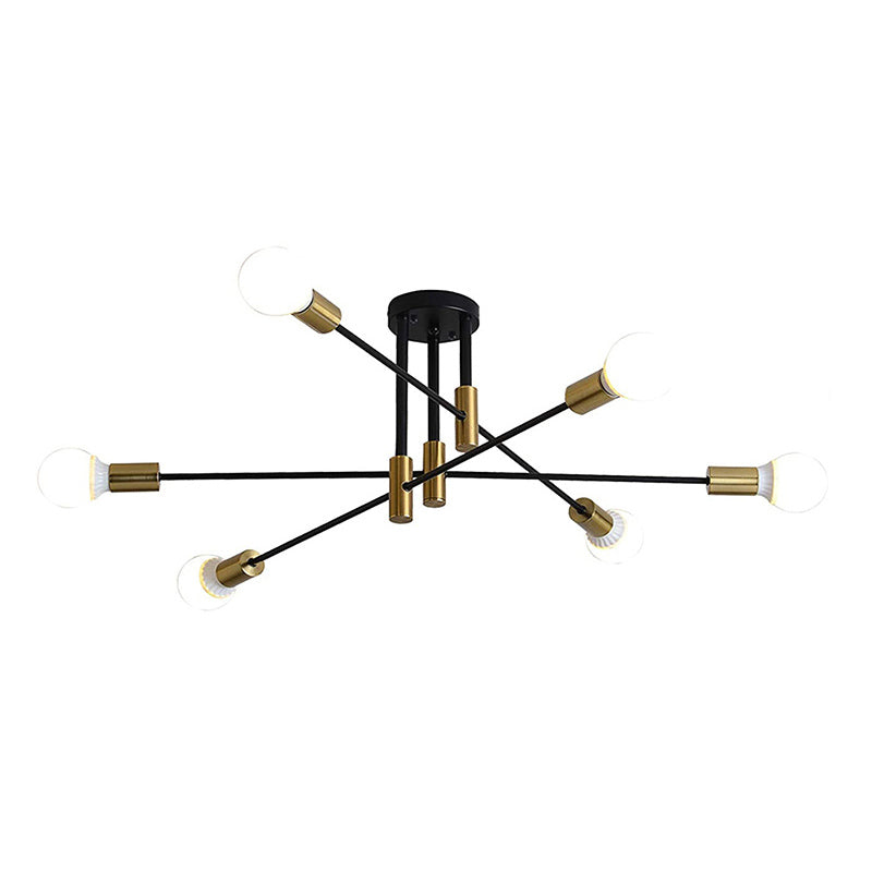 Luz de lámpara múltiple de luz múltiple en negro y dorado Luz de estelar de metal de estilo vintage de estilo vintage