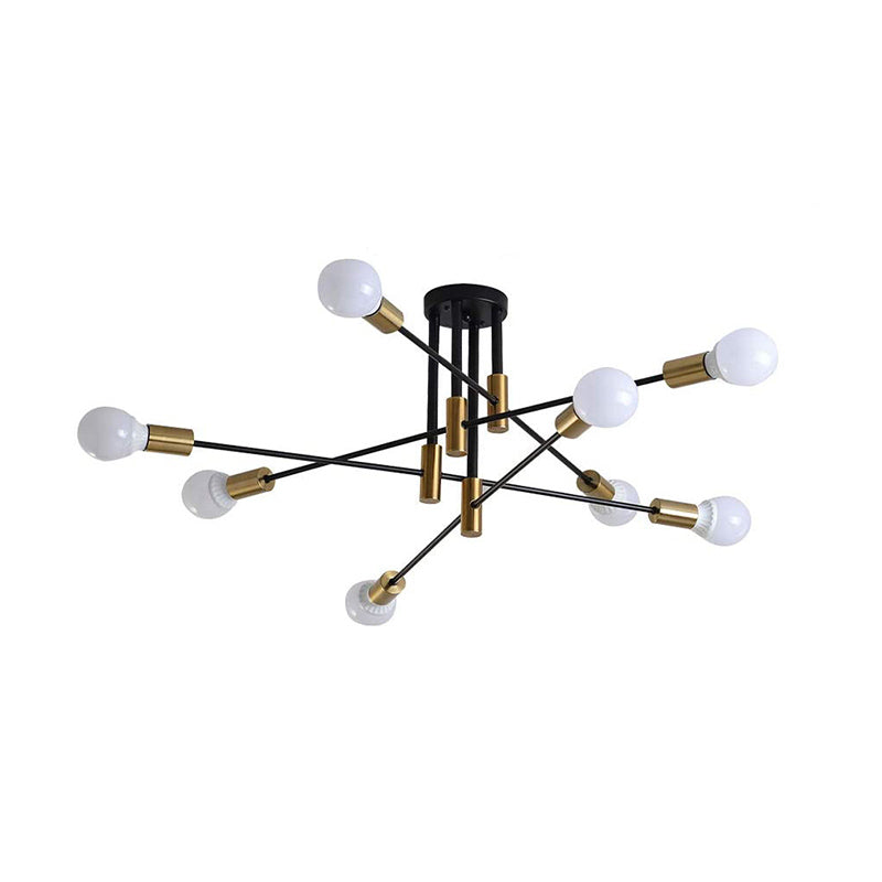 Luz de lámpara múltiple de luz múltiple en negro y dorado Luz de estelar de metal de estilo vintage de estilo vintage