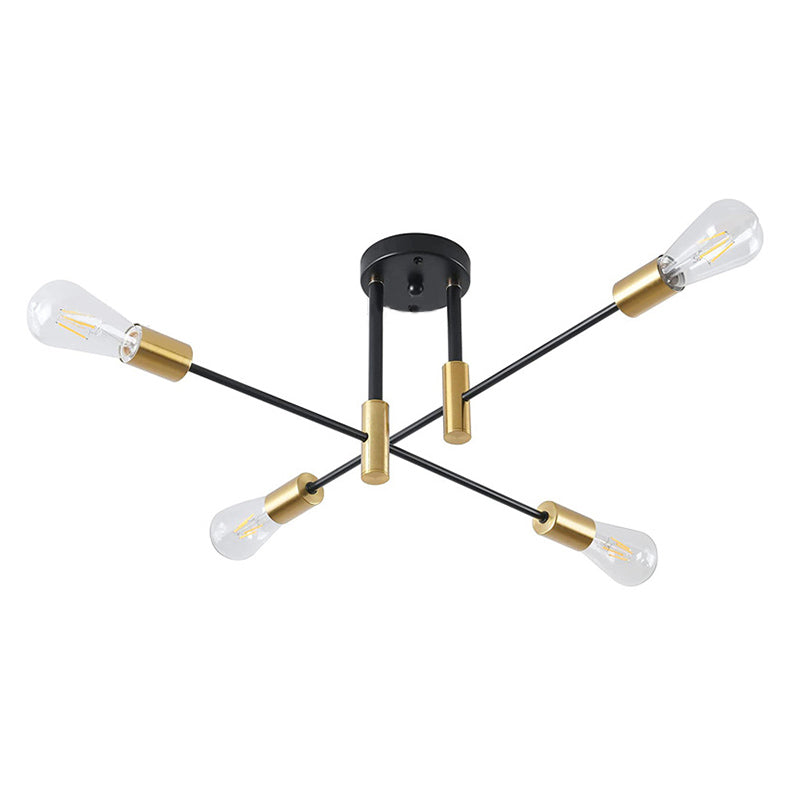 Luz de lámpara múltiple de luz múltiple en negro y dorado Luz de estelar de metal de estilo vintage de estilo vintage