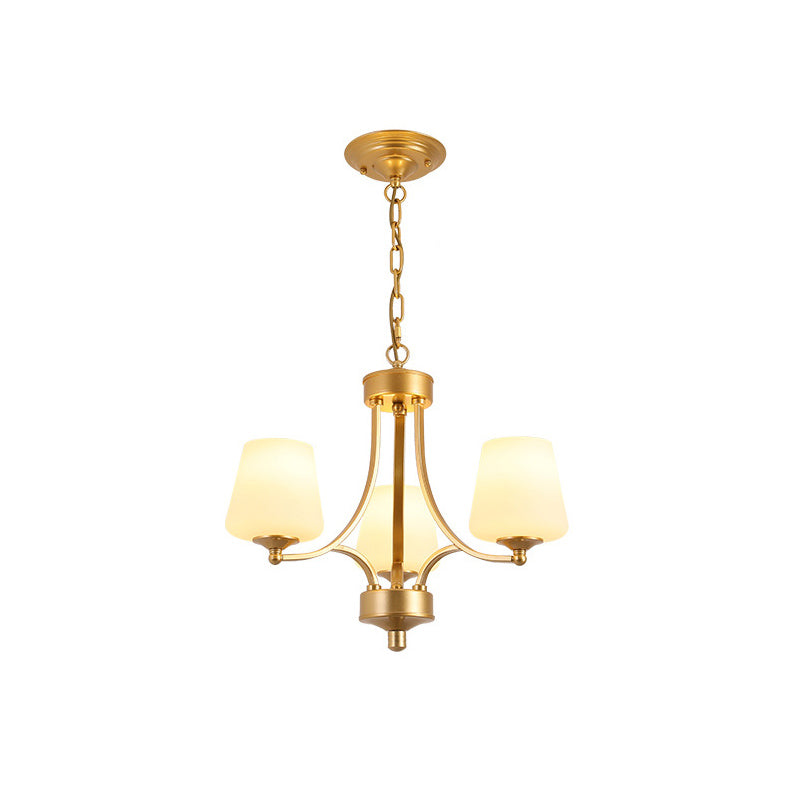 Industrial Chandelier Hanging Light Fixture with Glass Shade for Living Room