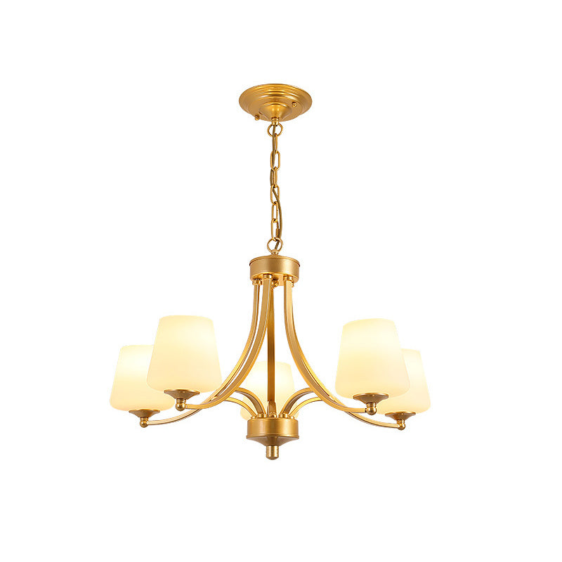 Industrial Chandelier Hanging Light Fixture with Glass Shade for Living Room