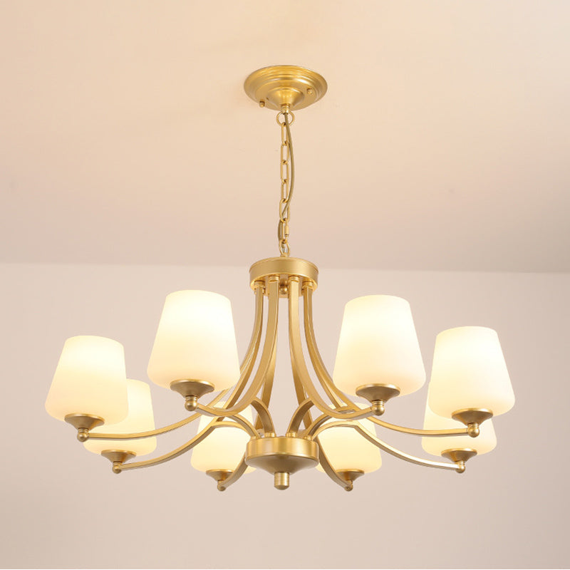 Industrial Chandelier Hanging Light Fixture with Glass Shade for Living Room