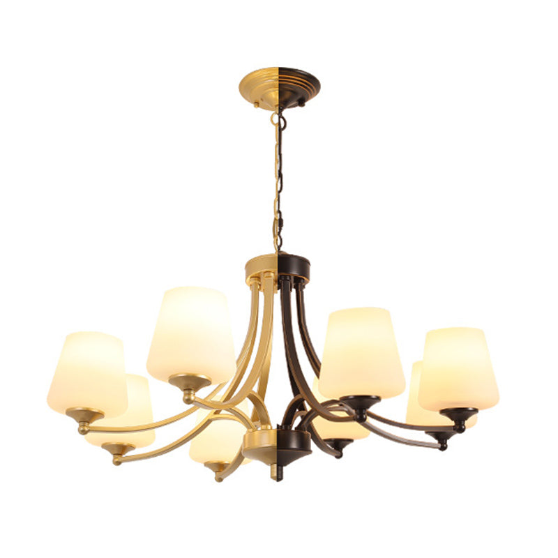 Industrial Chandelier Hanging Light Fixture with Glass Shade for Living Room