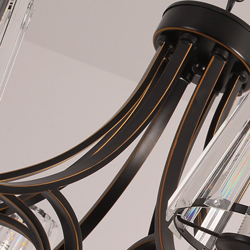 Industrial Chandelier Hanging Light Fixture with Glass Shade for Living Room