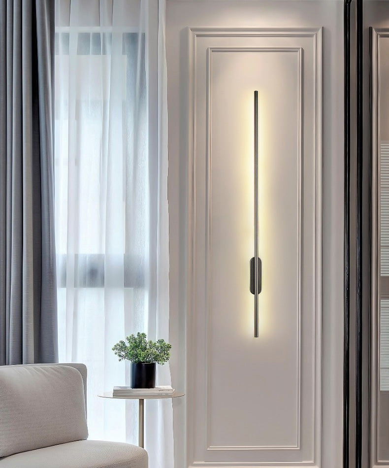 Iluminación de pared lineal negra Acrílico moderno 1 luz de pared de luz luz para el dormitorio