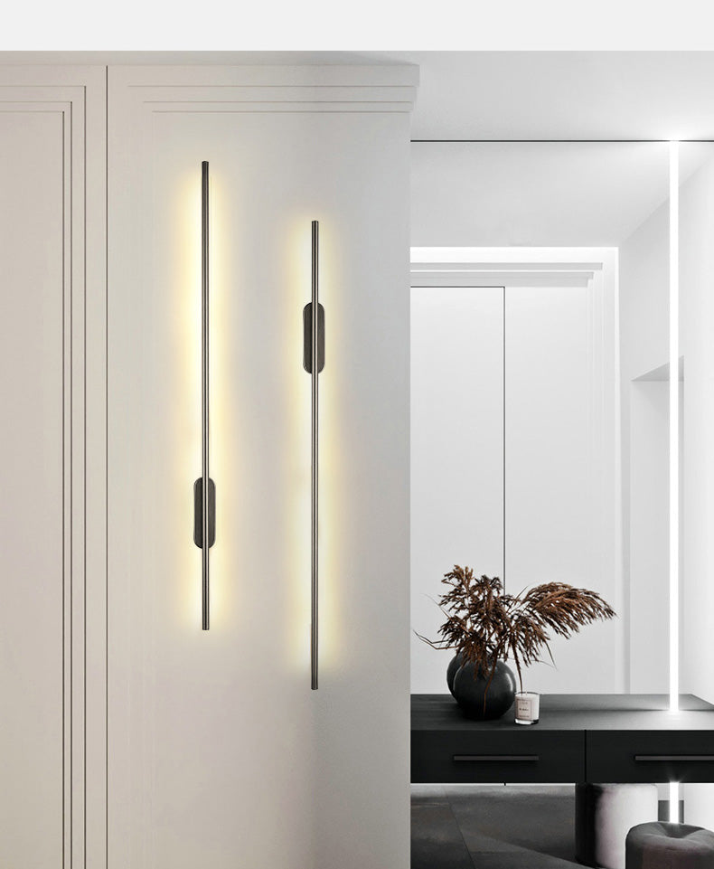 Iluminación de pared lineal negra Acrílico moderno 1 luz de pared de luz luz para el dormitorio