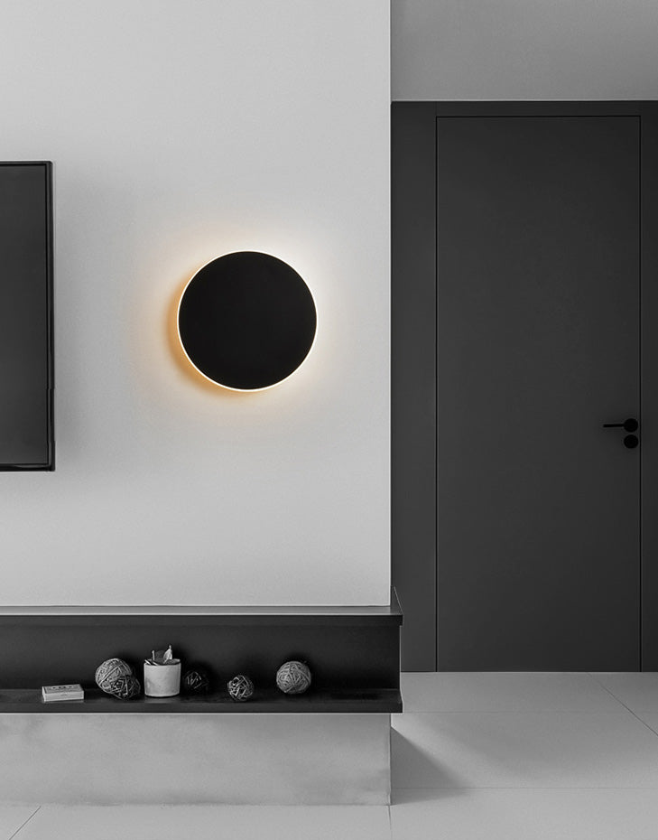 Lámpara montado en la pared redonda simplicidad posmoderna lámpara de montaje de pared acrílica para sala de estar