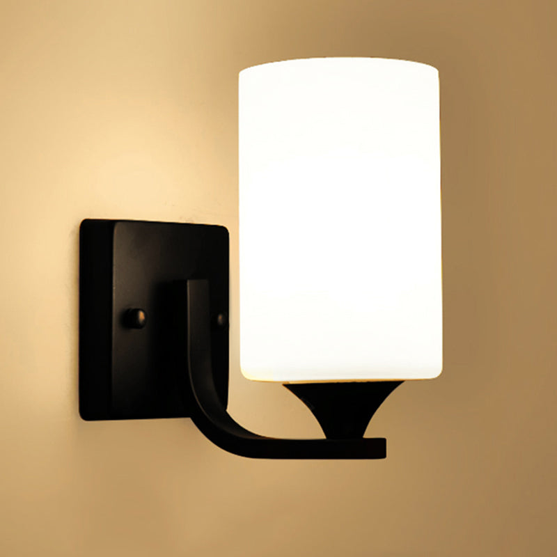Modern Wall Mounted Light Fixture 1/2 Light Black Sconce Light with Glass Shape