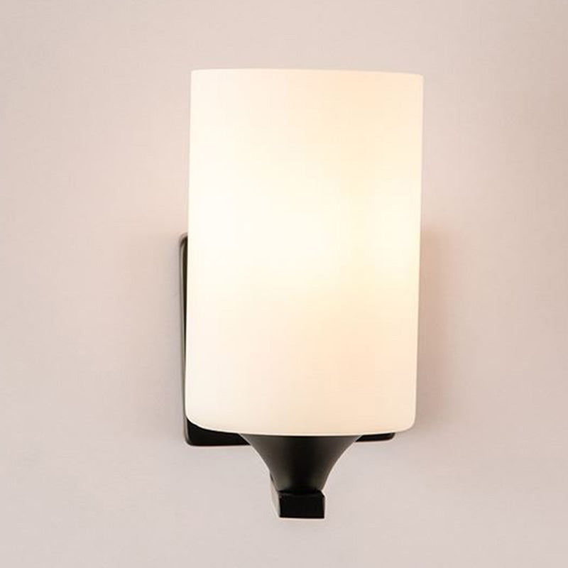 Modern Wall Mounted Light Fixture 1/2 Light Black Sconce Light with Glass Shape
