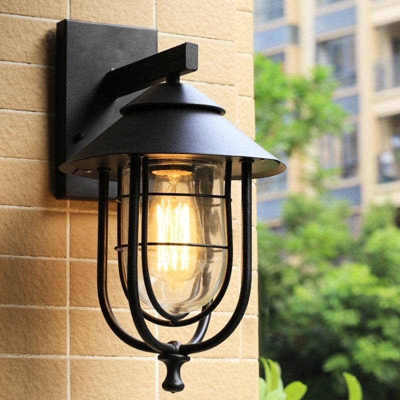 Glas schwarzer Wandleuchte Käfig -Industrie -Wandbeleuchtung für den Außenbereich