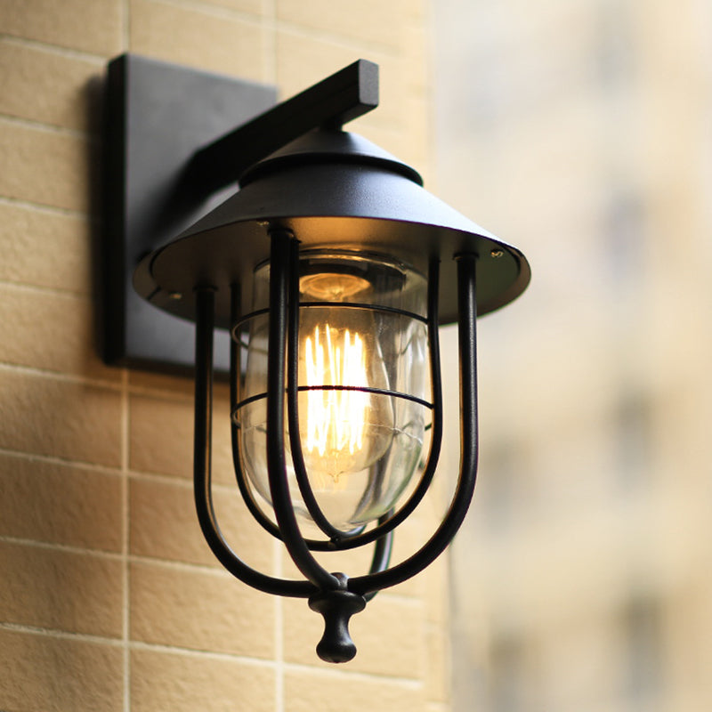 Glas schwarzer Wandleuchte Käfig -Industrie -Wandbeleuchtung für den Außenbereich