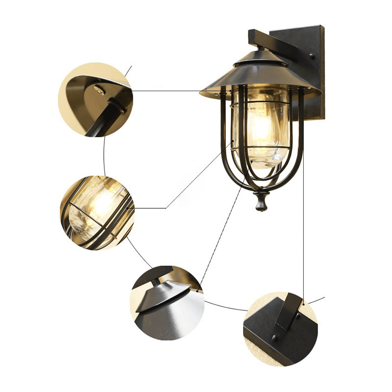 Glas schwarzer Wandleuchte Käfig -Industrie -Wandbeleuchtung für den Außenbereich