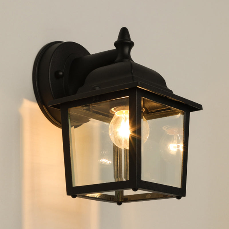 Glasschattierte Wandleuchte Lampe Industriestil Außenleuchte in Schwarz