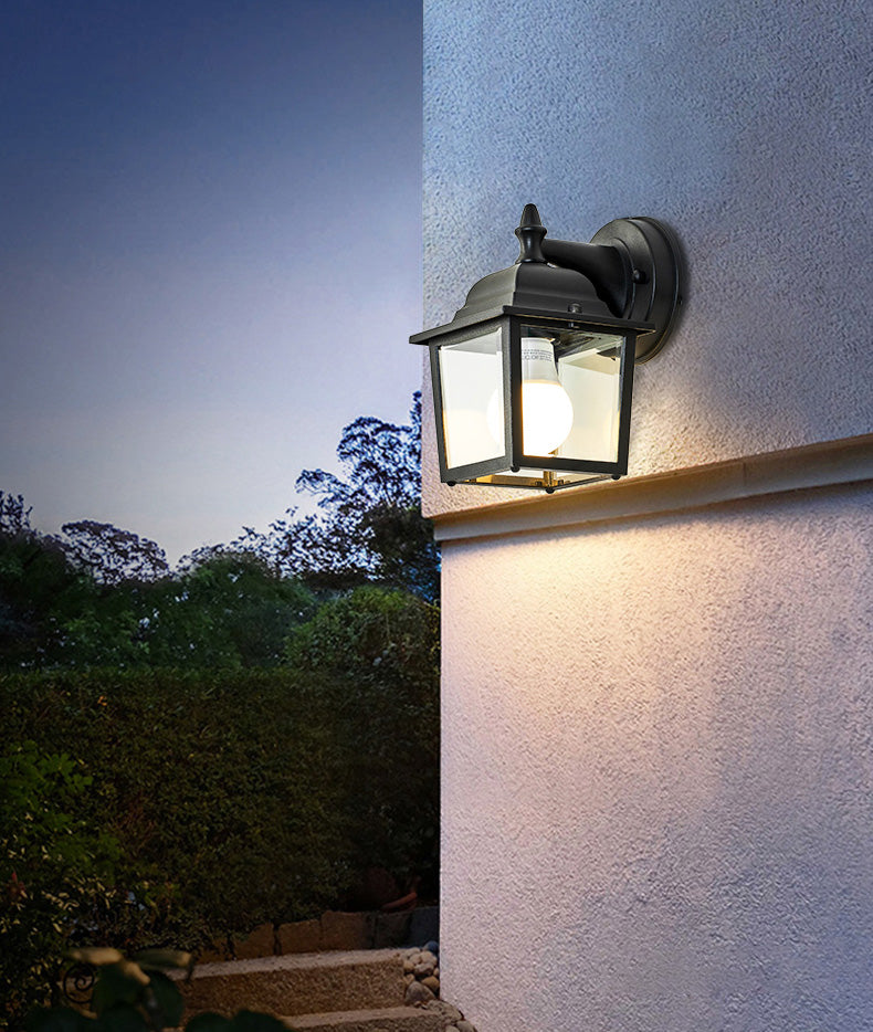 Glasschattierte Wandleuchte Lampe Industriestil Außenleuchte in Schwarz