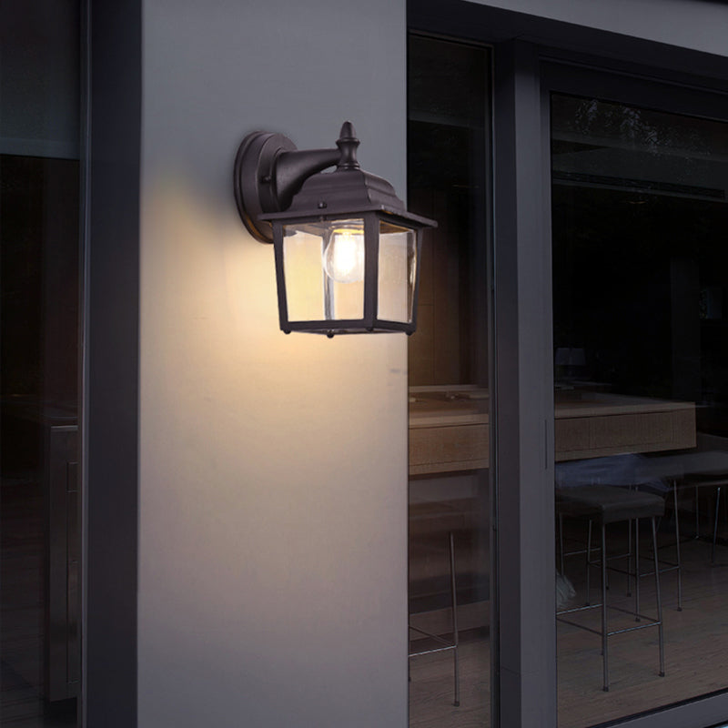 Schwarze quadratische Wandbeleuchtung minimalistische Glas Außenwandleuchten Beleuchtung