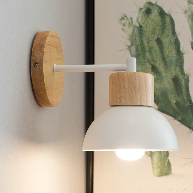 Bowl Wall Mounted Lamp Modern Simplicity Wood Wall Mount Lamp for Living Room
