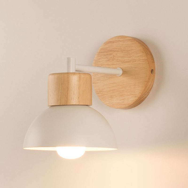 Bowl Wall Mounted Lamp Modern Simplicity Wood Wall Mount Lamp for Living Room