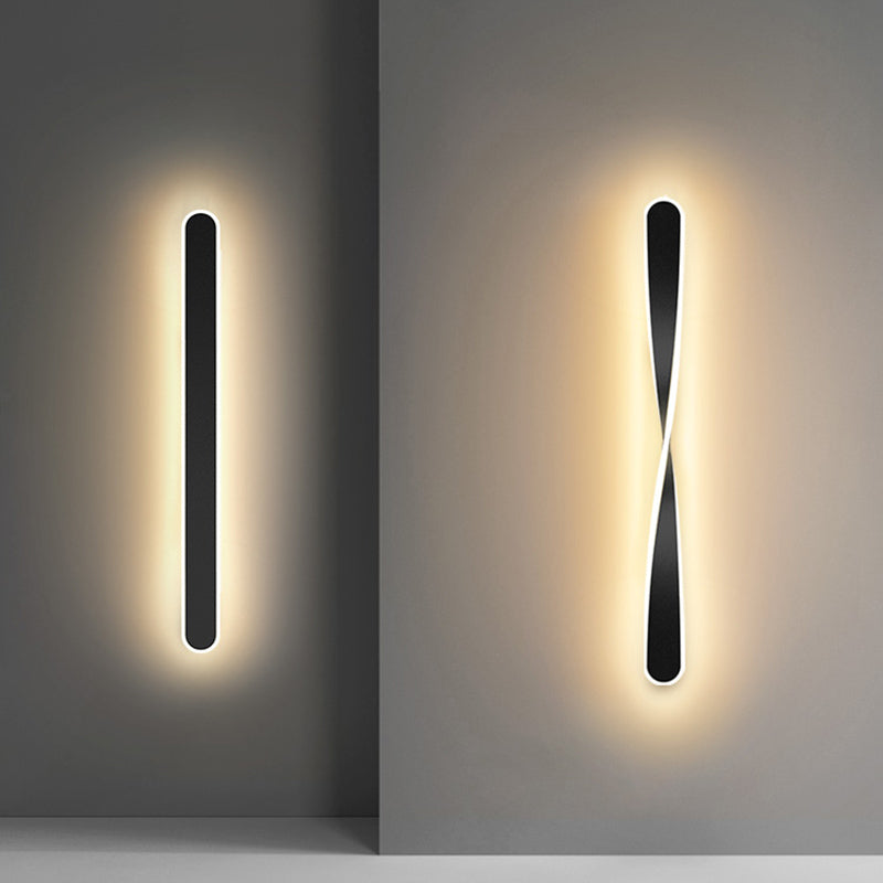 LED Line Shaped Wall Mount Light Fixture Postmodern Style Metal Wall Sconce