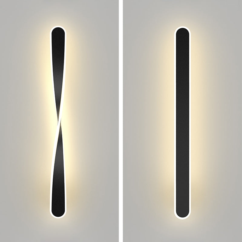 LED Line Shaped Wall Mount Light Fixture Postmodern Style Metal Wall Sconce