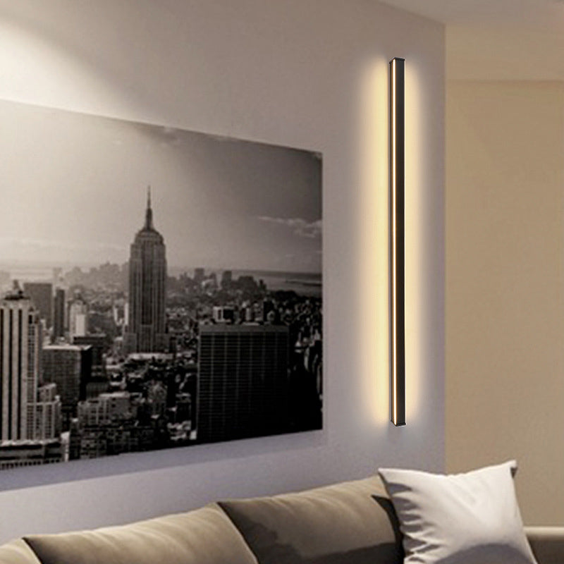 Iluminación de montaje de pared de palo delgado Minimalista Metálico LED Surfate Pared Sprowing en negro