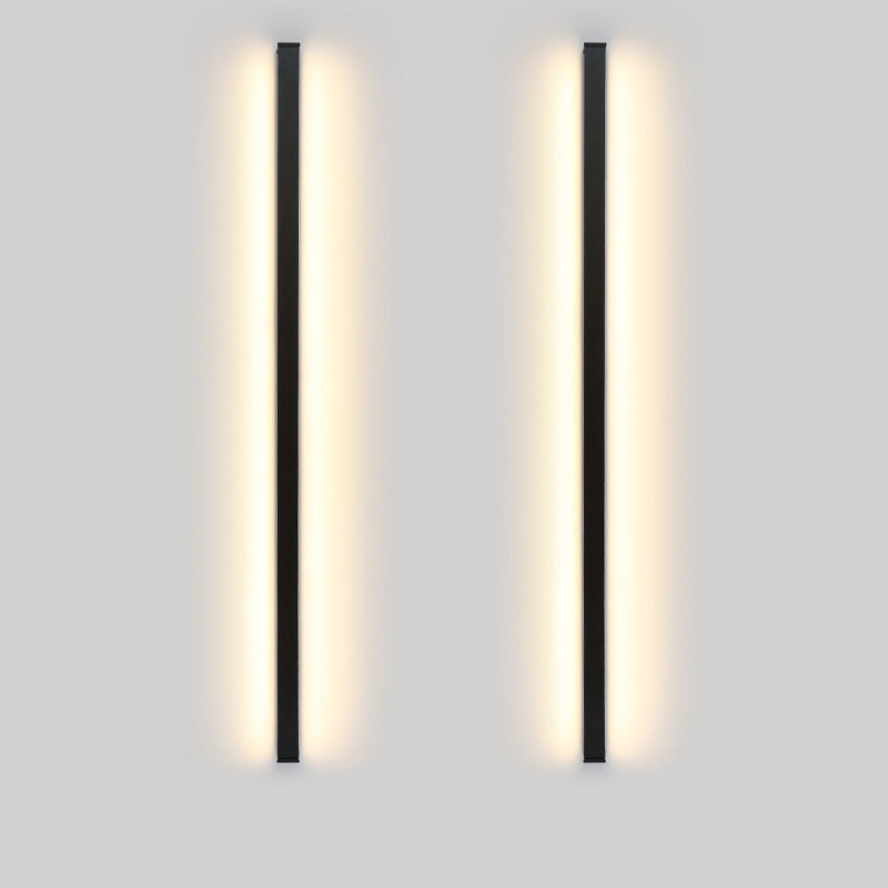 Slim Stick Wall Mount Lighting Minimalist Metallic LED Hallway Surface Wall Sconce in Black