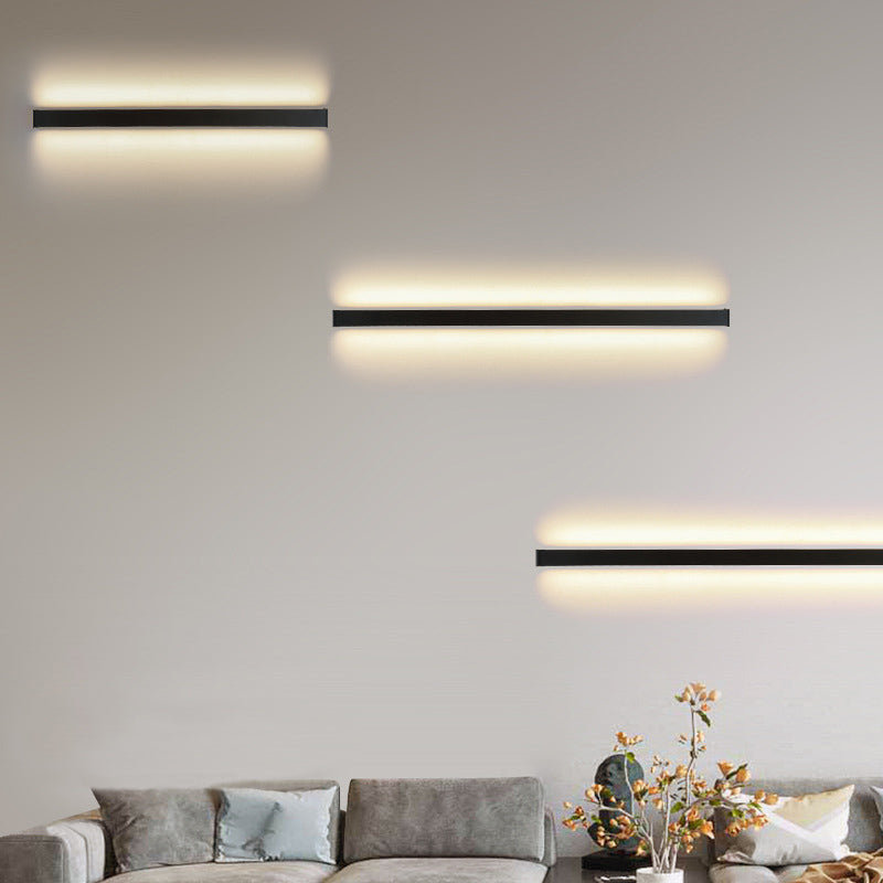 Slim Stick Wall Mount Lighting Minimalist Metallic LED Hallway Surface Wall Sconce in Black