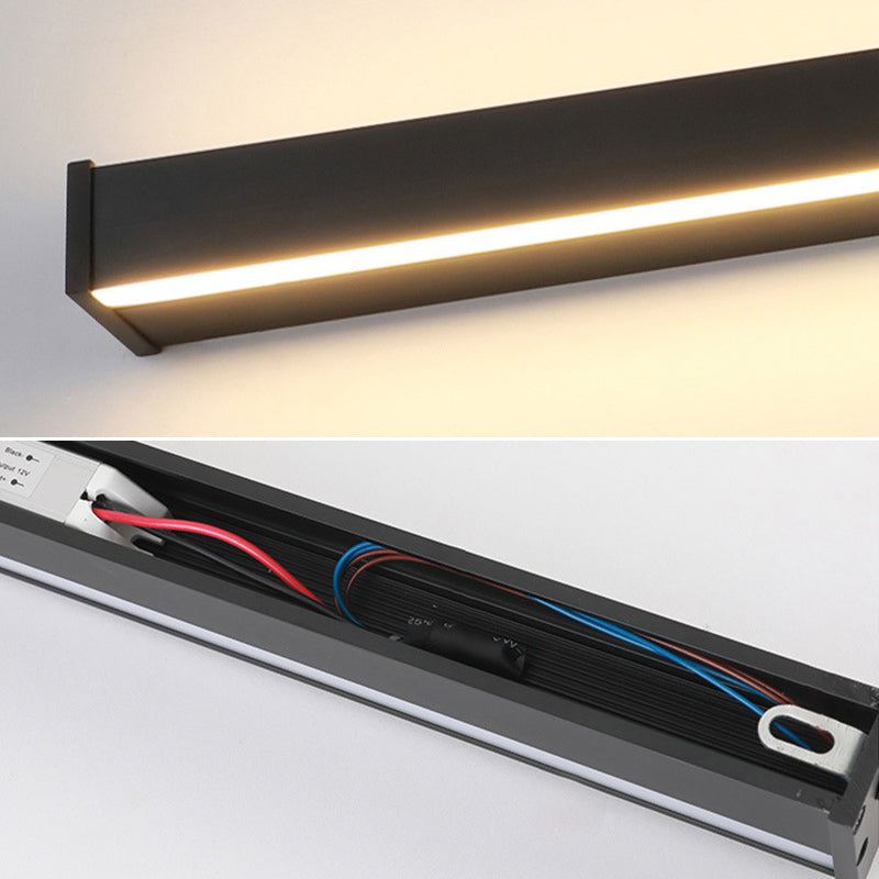 Slim Stick Wall Mount Lighting Minimalist Metallic LED Hallway Surface Wall Sconce in Black