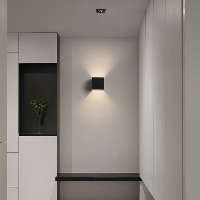 Lámparas de pared cuadradas de 4 "con sombra de vidrio con luces aplastas de pared contemporáneas en interiores