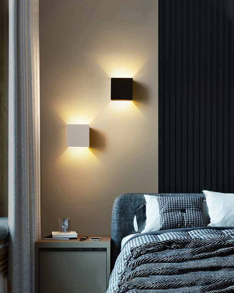 Lámparas de pared cuadradas de 4 "con sombra de vidrio con luces aplastas de pared contemporáneas en interiores