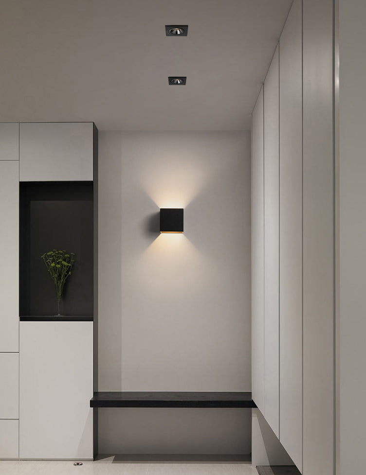 Lámparas de pared cuadradas de 4 "con sombra de vidrio con luces aplastas de pared contemporáneas en interiores