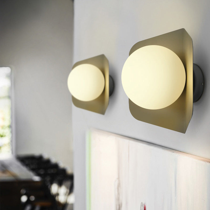 Metal colorido de lámpara de montura de montaje de montaje tono de vidrio 1 lámpara de pared de macarrón ligero apliques