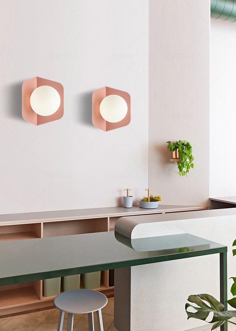 Metal colorido de lámpara de montura de montaje de montaje tono de vidrio 1 lámpara de pared de macarrón ligero apliques