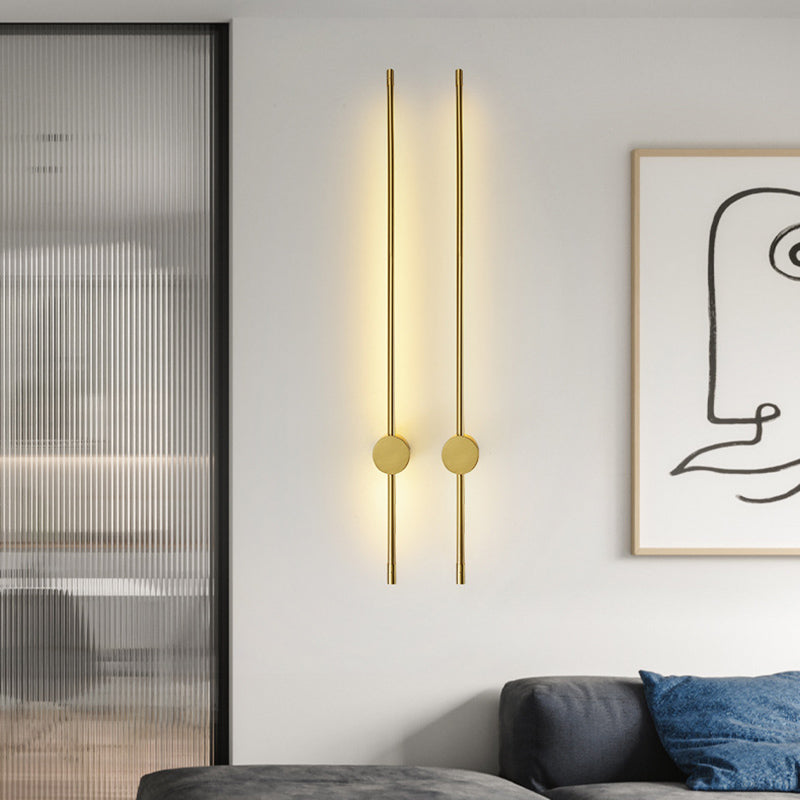 Modernist Style Thin-Line Wall Sconce Metal 1 Light Wall Lamp in Brass