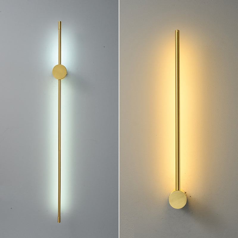 Modernist Style Thin-Line Wall Sconce Metal 1 Light Wall Lamp in Brass