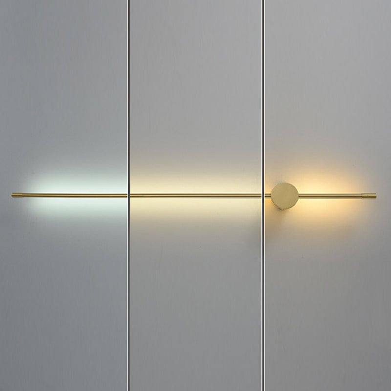 Modernist Style Thin-Line Wall Sconce Metal 1 Light Wall Lamp in Brass