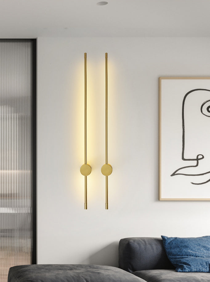 Modernist Style Thin-Line Wall Sconce Metal 1 Light Wall Lamp in Brass