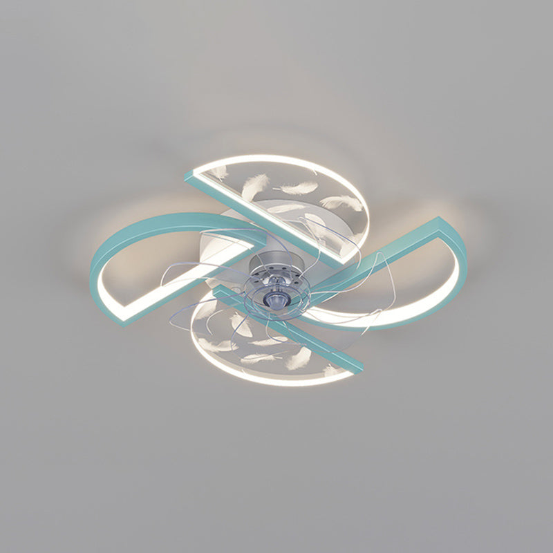 Nórdico Ventilador LED de dormitorio acrílico en forma de montura de montaje en forma de viento