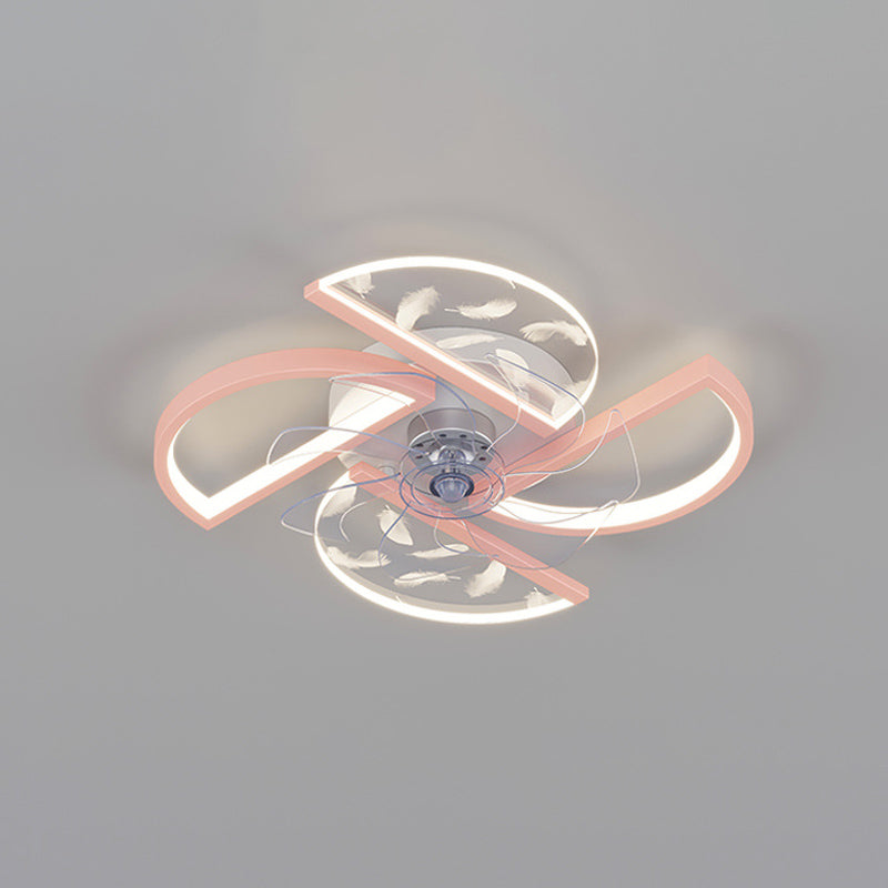 Nórdico Ventilador LED de dormitorio acrílico en forma de montura de montaje en forma de viento