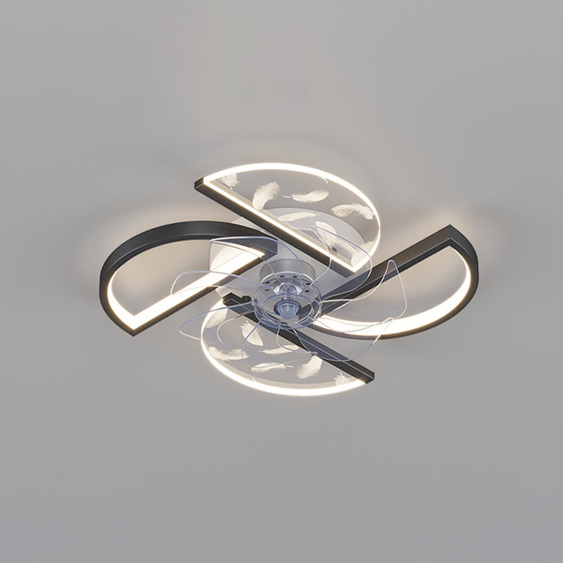 Nórdico Ventilador LED de dormitorio acrílico en forma de montura de montaje en forma de viento